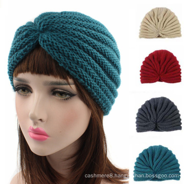 Women Knitted Hat Cross Crochet Turban Bonnet Dome Winter India Cap Warm Hat (HW129)